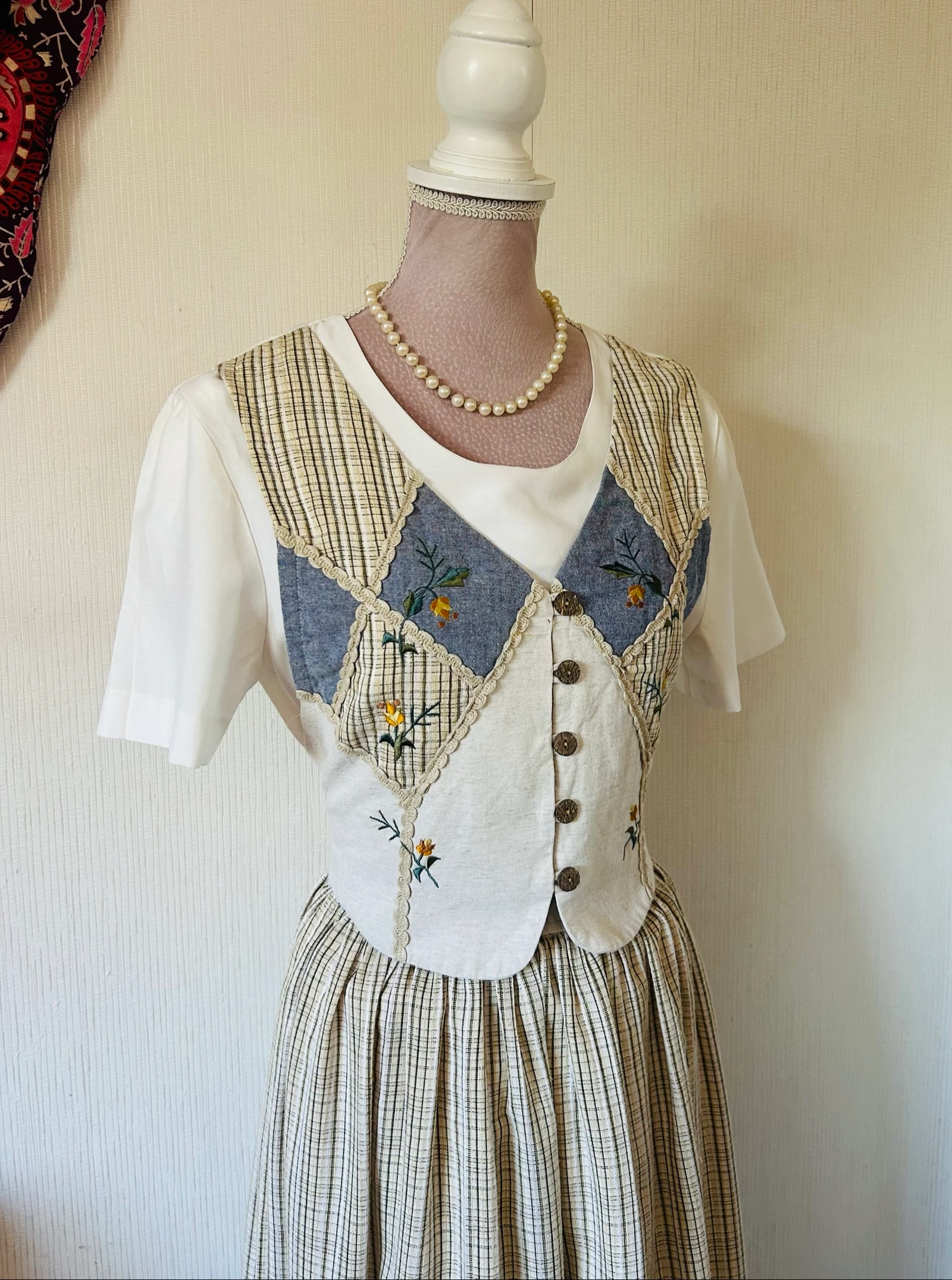 🌿🌻Robe vintage broderie champêtre cottagecore folk embroidered country dress 36/38🌻🌿 – photo 8